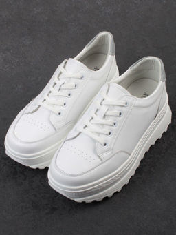 03-YC282-1 WHITE Кроссовки женские (натуральная кожа)