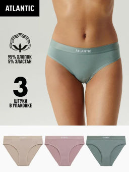 ATLANTIC 3CLP-012 Трусы спорт Sport - набор 3 шт. бежевый + розовый + зеленый