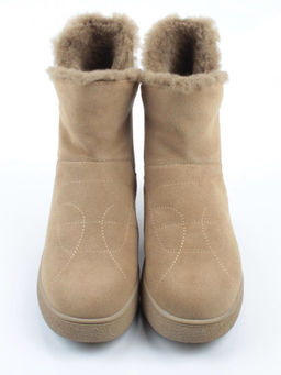 04-PAL272-5Z GREEN/SANDY Ботинки зимние женские (натуральная замша, 100% шерсть, натуральный мех)