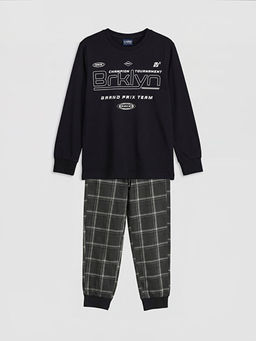 Bask?l? Erkek ?ocuk Pijama Tak?m