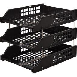 Лоток горизонтальный Стамм STRONG наб. 3 шт.на металл.стержнях черный