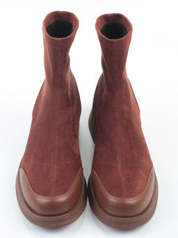 01-H24B-34HJ BROWN Ботинки демисезонные женские (натуральная кожа, искусственная замша)