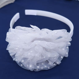 Цена за 6 шт. Ободок для волос «Школьница», облачко горох, d=10 см, белый