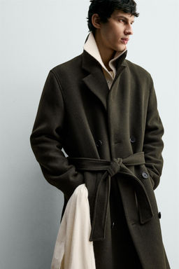 DOUBLE-BREASTED WOOL COAT WITH BELT - Zara фото 6