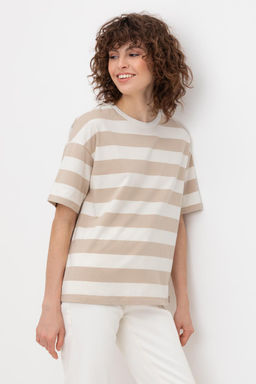 VERY NEAT _ ЕВТ 3190/темно-бежевый,полоска фуфайка жен