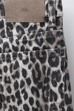 ANIMAL PRINT WIDE-LEG DENIM TROUSERS - Zara фото 10