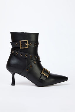 Trendyolmilla Shoes Siyah Kusgozu ve Antik Toka Detayl? Ince Topuklu Kad?n Bot TAKAW25BO00015  фото 5