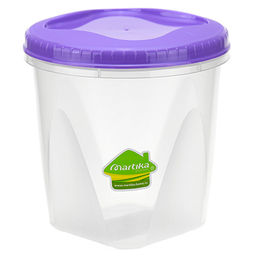 Контейнер для продуктов пластмассовый Тондо 1,7л, д15см, h16см, завинчивающаяся крышка, цвета микс, подходит для СВЧ (Россия)