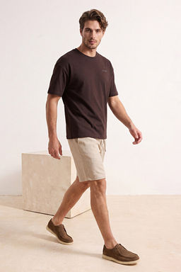 Kahverengi Oversize/Geni_ Kesim Slogan Bask_l_ %100 Pamuk T-Shirt TMNSS26TS00063 - Trendyolmilla фото 2