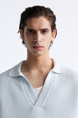TEXTURED KNIT POLO SHIRT - Zara фото 5