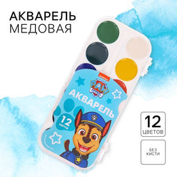 Акварель медовая «Щенячий патруль», 12 цветов, без кисти