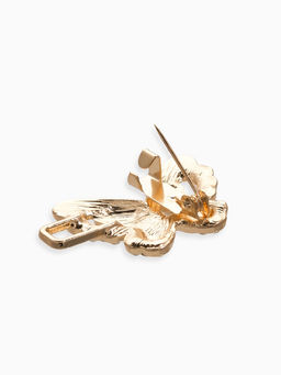 Зажим для кардигана «Ажур. Бабочки», белый в золоте