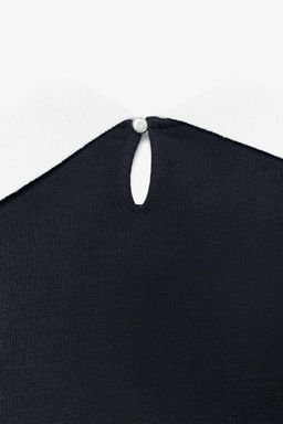 CHUNKY KNIT COLLAR T-SHIRT WITH BOW - Zara фото 3