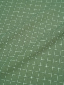Вареный (стираный) хлопок Белая клетка (1.6*1.6см) на болотно-зеленом, ш.2.5м, хл-100%, 125гр/м.кв