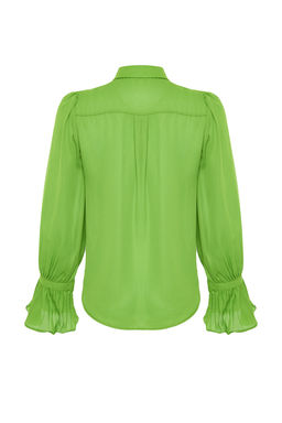 TRENDYOLMILLA Ekru Ispanyol Kol Regular Normal Kal?p Dokuma Gomlek TWOAW22GO0487  фото 8