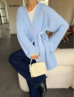 K13523 Кардиган OVER SIZE ГОЛУБОЙ