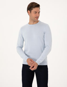 A__k Mavi Slim Fit Bisiklet Yaka Basic Triko Kazak - Pierre cardin фото 3
