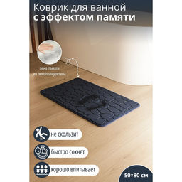 Коврик для ванной и туалета SAVANNA Memory foam, 50?80 см, синий