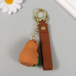 Цена за 2 шт. Брелок резина с карабином, ремешком "Капибара с черепашкой" 3,7х3,7х5,5 см