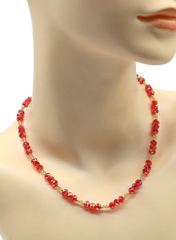 Чокер из циркона рондель 6мм цв.красный с цирконом, 44см. - Радуга камня фото 2