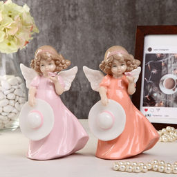 Фигурка керамика «Девочка-ангел в цветном платье с шляпкой», 14×8.5×6.5 см, МИКС