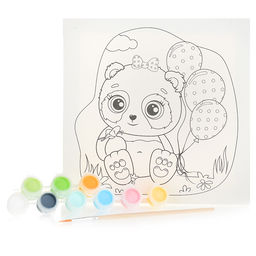 Раскраска на холсте "Панда с шариками" 20х20см.