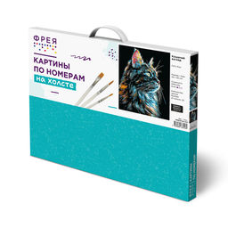 ФРЕЯ PNB/PLB-312 Набор для раскрашивания по номерам ( эффект черного холста ) 50 х 40 см Кошачий взгляд