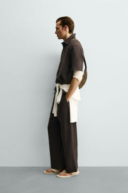 PANTAL?N RELAXED FIT 100% LINO / Marr?n oscuro - Zara фото 4