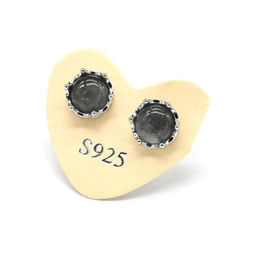 Пусеты с рутиловым кварцем круг 7мм цв.дымчатый, 1,1г