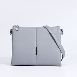 Сумка кросс-боди на молнии, 2 наружных кармана, цвет серый