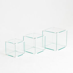 Комплект аквариумов Куб Матрёшка, 16 л, 27 л, 43 л, белые уголоки