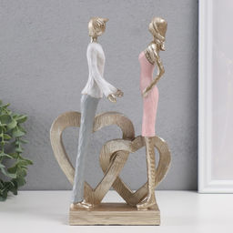 Фигурка полистоун Влюблённые у двойного сердца, 16?7?26.5 см