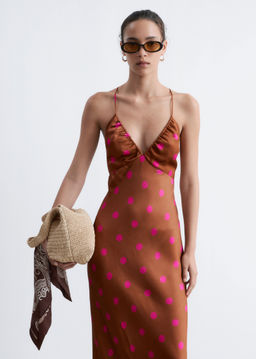 Vestido midi lencero de sat?n