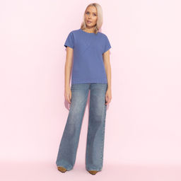 Футболка из фактурного трикотажа Искусство строить глазки (синий) - Charutti фото 10