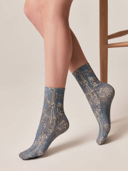 Цена за 2 пары. Носки Классические CONTE Носки с принтом FANTASY из смесовой пряжи с хлопком и льном джинс