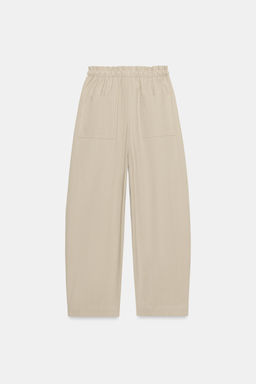 PANTAL?N TAPERED CINTURA EL?STICA / Camel claro - Zara фото 8