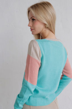 Джемпер колор блок в цвете тиффани-пудра-беж - Martichelli фото 24