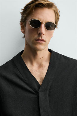 CAMISA RELAXED FIT VISCOSA - C??AMO / Negro - Zara фото 5