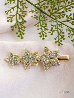 Заколка-зажим для волос 6,5 см Микс / GTK-35 /уп 12/золото/стразы (Сердца) - Галеонтрейд фото 3