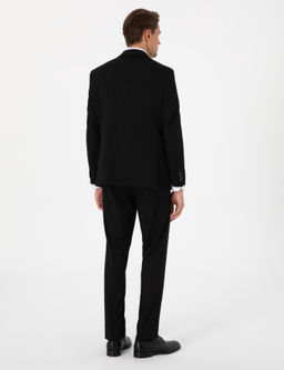 Siyah Slim Fit _izgili Tak_m Elbise