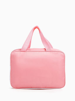 Косметичка - сумочка на молнии с сеткой, с ручками, с вышивкой, розовая - Simaland фото 2