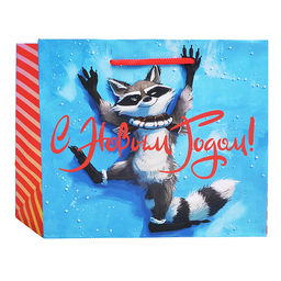 Бумажный пакет для сувенирной продукции с ламинацией, с шириной основания 23 cм