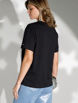 Нарядная футболка с принтом стразами из премиального хлопка с эластаном - Vilatte фото 3