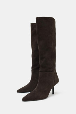 SPLIT SUEDE HEELED BOOTS - Zara фото 3