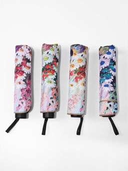 Зонт механический Цветочная картина, эпонж, 4 сложения, 8 спиц, R=48/55 см, d=96 см, МИКС