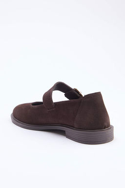 Koyu Kahverengi Hakiki Suet Kad?n Mary Jane Babet TAKSS26BE00029