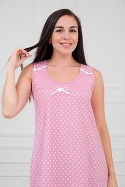 Ночная сорочка из кулирки Василиса горох на лиловом