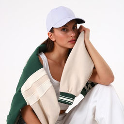 Кепка однотонная, белая, хлопок