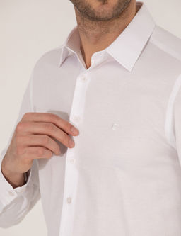 Beyaz Slim Fit Uzun Kollu G_mlek