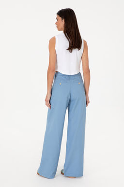 Kad_n Mavi Loose Fit Kanvas Pantolon